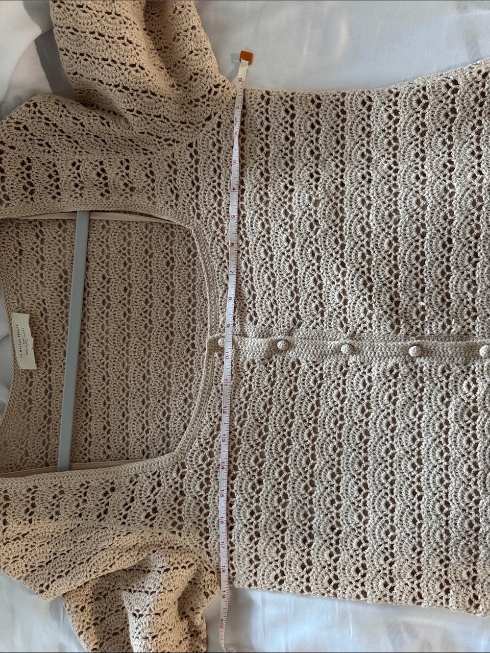 Sezane Cream Crochet Button-Front Knit Dress - Picture 8 of 8